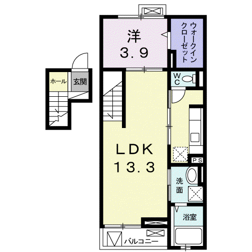CENTRAL COLINE(1LDK/4階)の間取り写真