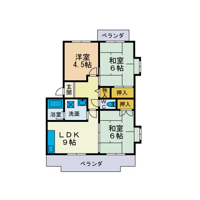 パストラル山口(3DK/3階)の間取り写真