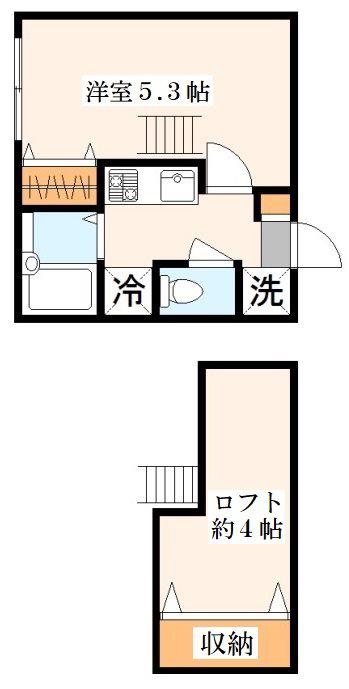 ニューキャスル笹塚北(1K/2階)の間取り写真
