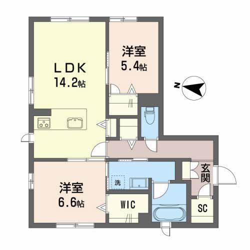 レジデンス西原べレオ(2LDK/1階)の間取り写真