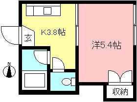 速水グリーンコート(1K/2階)の間取り写真