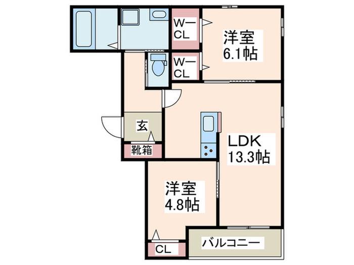 ララメゾン武蔵小杉(2LDK/1階)の間取り写真