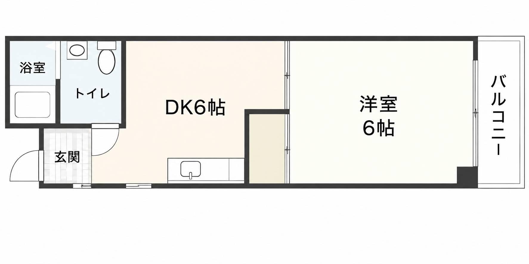 本通西ビル(1DK/3階)の間取り写真