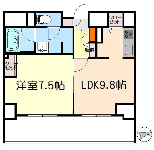 マストクレリアン鎌倉(1LDK/6階)の間取り写真