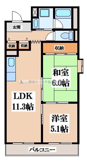 ベルデフロレアール(2LDK/5階)の間取り写真