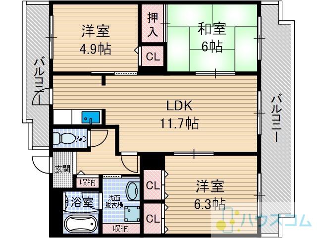 アムールツジタ(3LDK/4階)の間取り写真