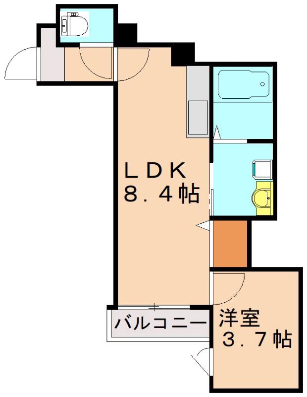 WISTERIA折尾(1LDK/3階)の間取り写真