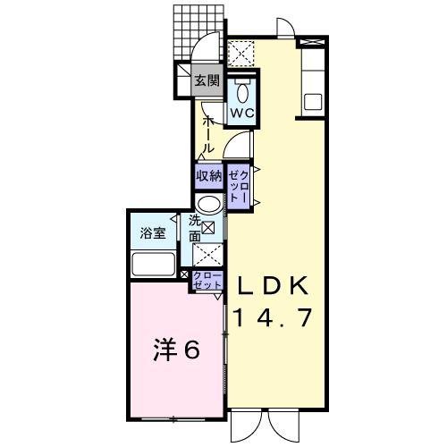 エンゼルハイム(1LDK/1階)の間取り写真