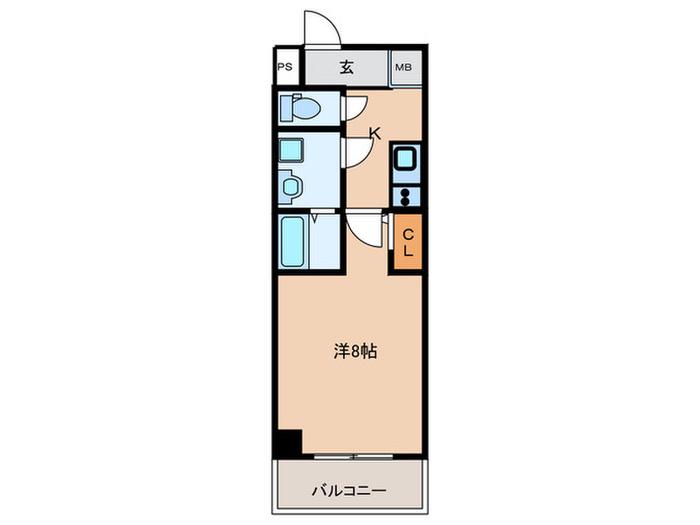 地下鉄中央線 森ノ宮駅 徒歩6分 9階建 築5年(1K/9階)の間取り写真