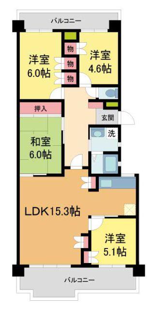 阪急日生ニュータウンサウンズヒルJ棟(4LDK/3階)の間取り写真
