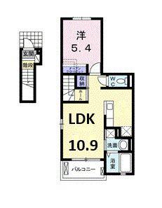 クラール(1LDK/2階)の間取り写真