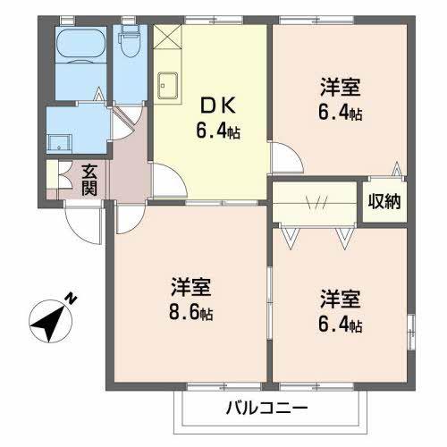 イーストIIA(3DK/2階)の間取り写真