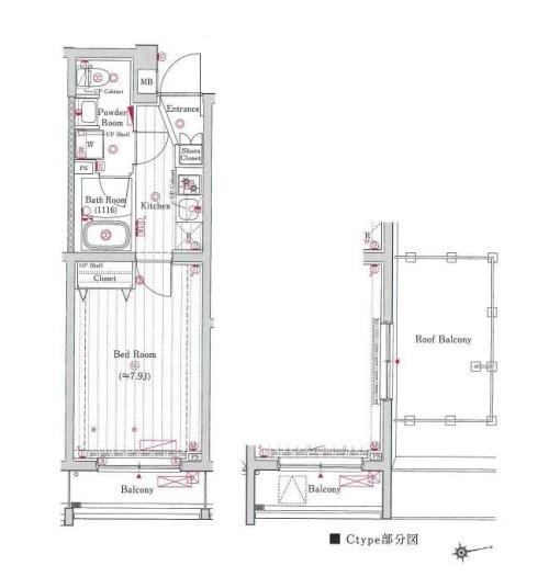 プレール・ドゥーク三軒茶屋(1K/4階)の間取り写真