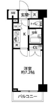 パレステュディオ新宿パークサイド(1K/2階)の間取り写真