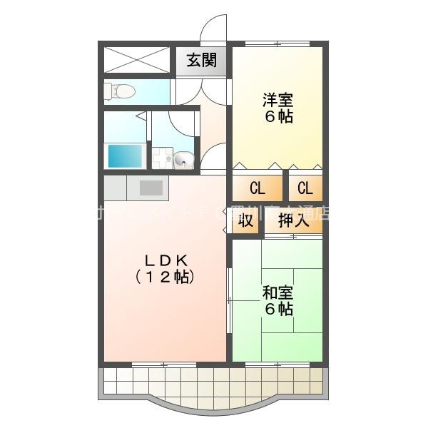 ウイングコートエトワール萩山(2LDK/2階)の間取り写真