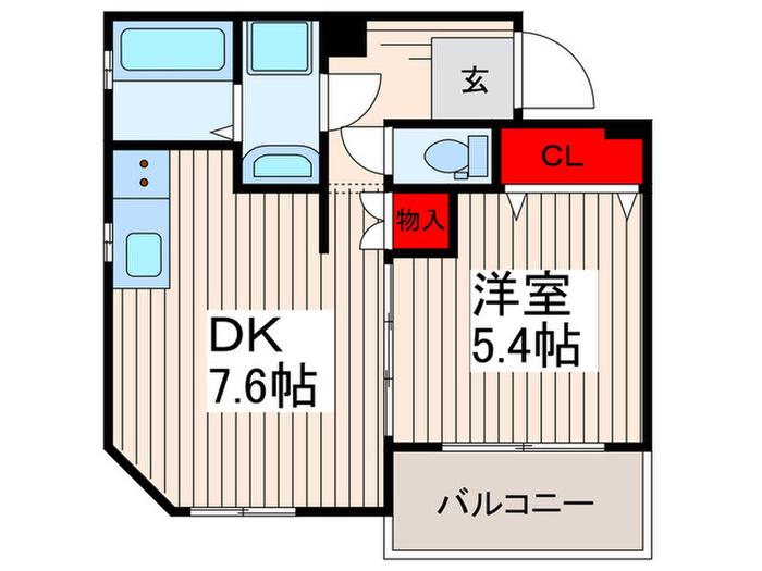 ラ・ポール(1DK/1階)の間取り写真
