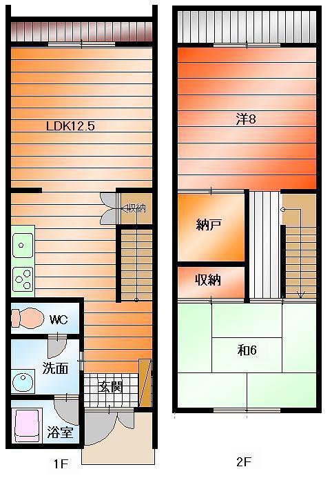 多良木フルーツコーポ(2LDK/1階)の間取り写真