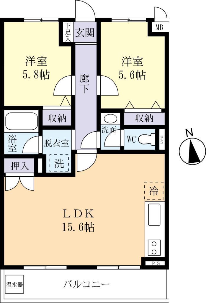 ベル・グレイスハイツ(2LDK/3階)の間取り写真