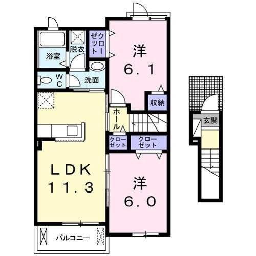 クリスティI(2LDK/2階)の間取り写真