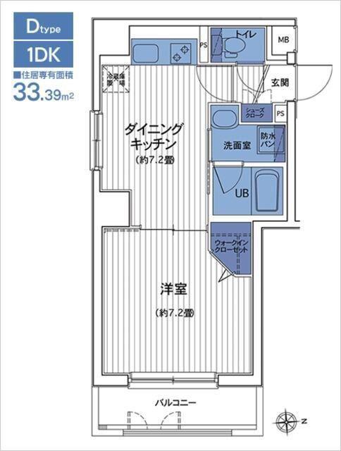 HF三田レジデンス2(1DK/8階)の間取り写真