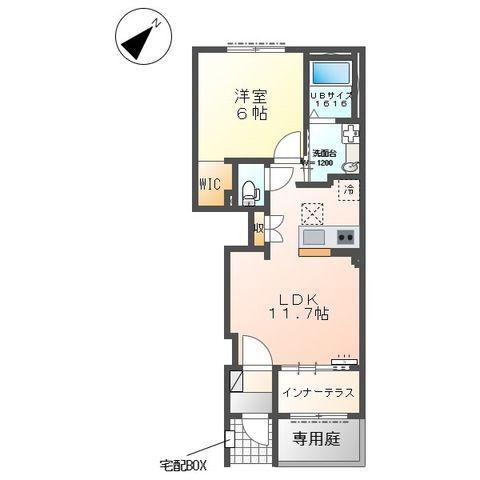 メルヴェール(1LDK/1階)の間取り写真