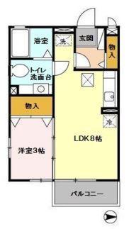 リビングタウン石川町(1LDK/2階)の間取り写真