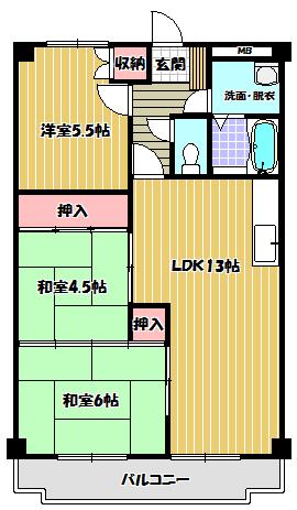 アーバンハイツ(3LDK/3階)の間取り写真