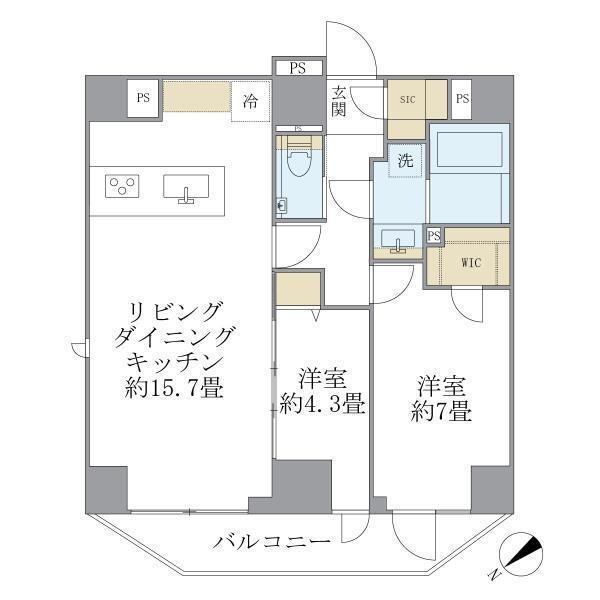 ルネサンス赤坂プレミアムコート(2LDK/5階)の間取り写真