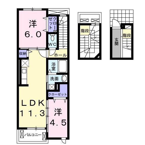 RIVER・LINE(2LDK/3階)の間取り写真