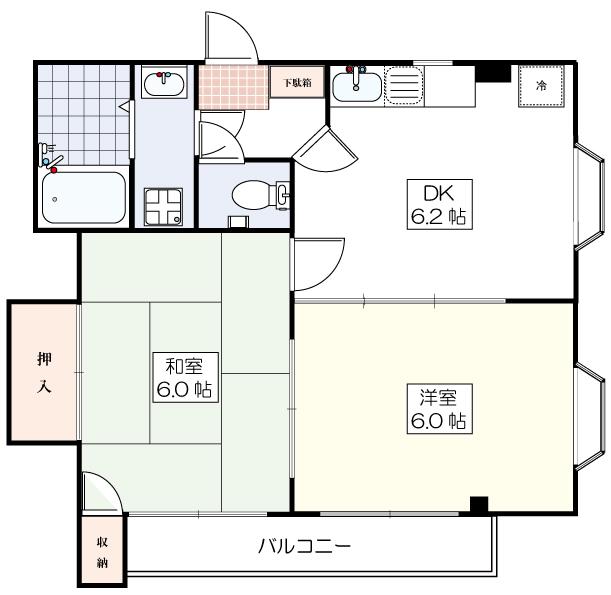 ローズマンション(2DK/3階)の間取り写真
