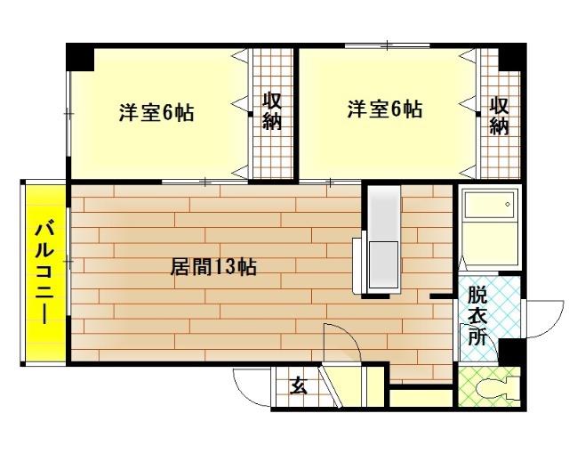 エスティパレスTAIRA(2LDK/1階)の間取り写真