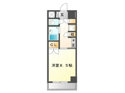 ボヌワールスガノ(1K/7階)の間取り写真