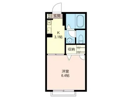 セブンスクエア(1K/2階)の間取り写真