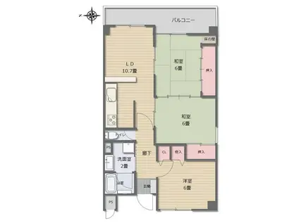 リバーサイド千里丘(3LDK/4階)の間取り写真