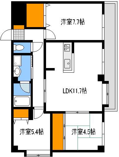 プラザ初雪(3LDK/2階)の間取り写真