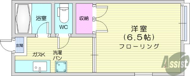 フレンズ1(1K/2階)の間取り写真