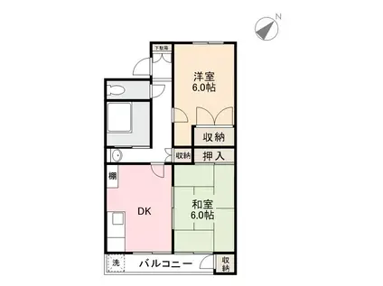 溝渕マンション(2DK/2階)の間取り写真