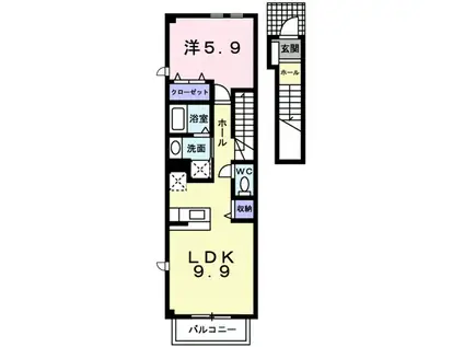 チアフルホームA(1LDK/2階)の間取り写真