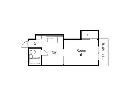 スカイコートスズエ(1K/2階)の間取り写真