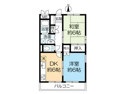 ドルチェ武庫之荘(2DK/2階)の間取り写真