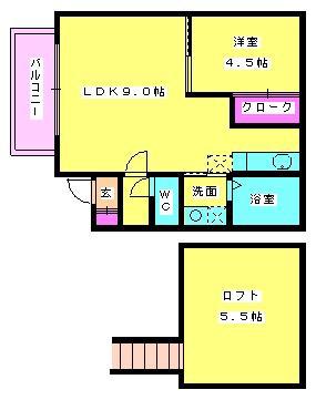 ヴェルネスM(1LDK/2階)の間取り写真