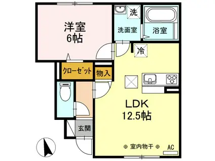 メゾン花見山 II(1LDK/1階)の間取り写真