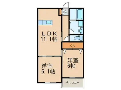 FLEUR RIZIERE 緑ヶ丘(2LDK/3階)の間取り写真