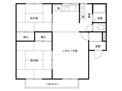 セジュール湊高台C(2LDK/1階)の間取り写真