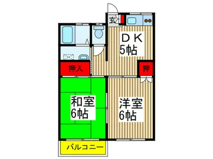 MKハイツI(2DK/2階)の間取り写真