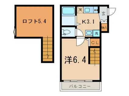 ソフィータMISHUKU(1K/2階)の間取り写真