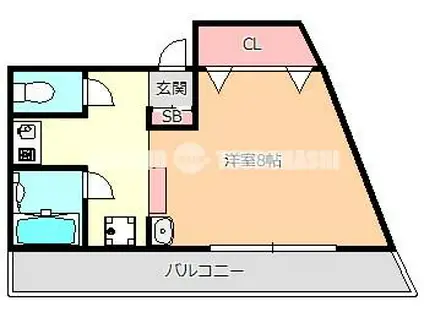 ハイツMOMO(1K/2階)の間取り写真