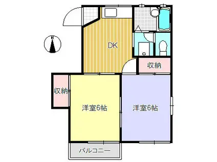 ロジュマン富士(2DK/2階)の間取り写真