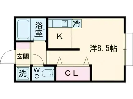 サカモトウエストI(ワンルーム/2階)の間取り写真