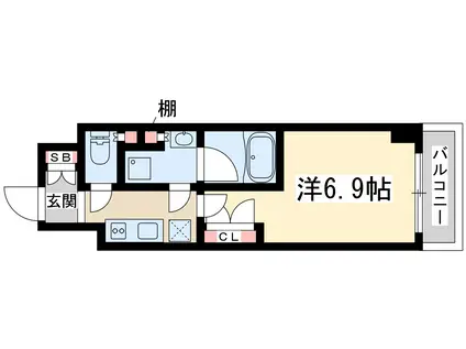 EXE北大阪(1K/9階)の間取り写真